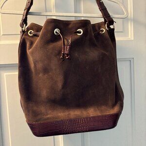 Isadora large italian leather and suede bucket bag